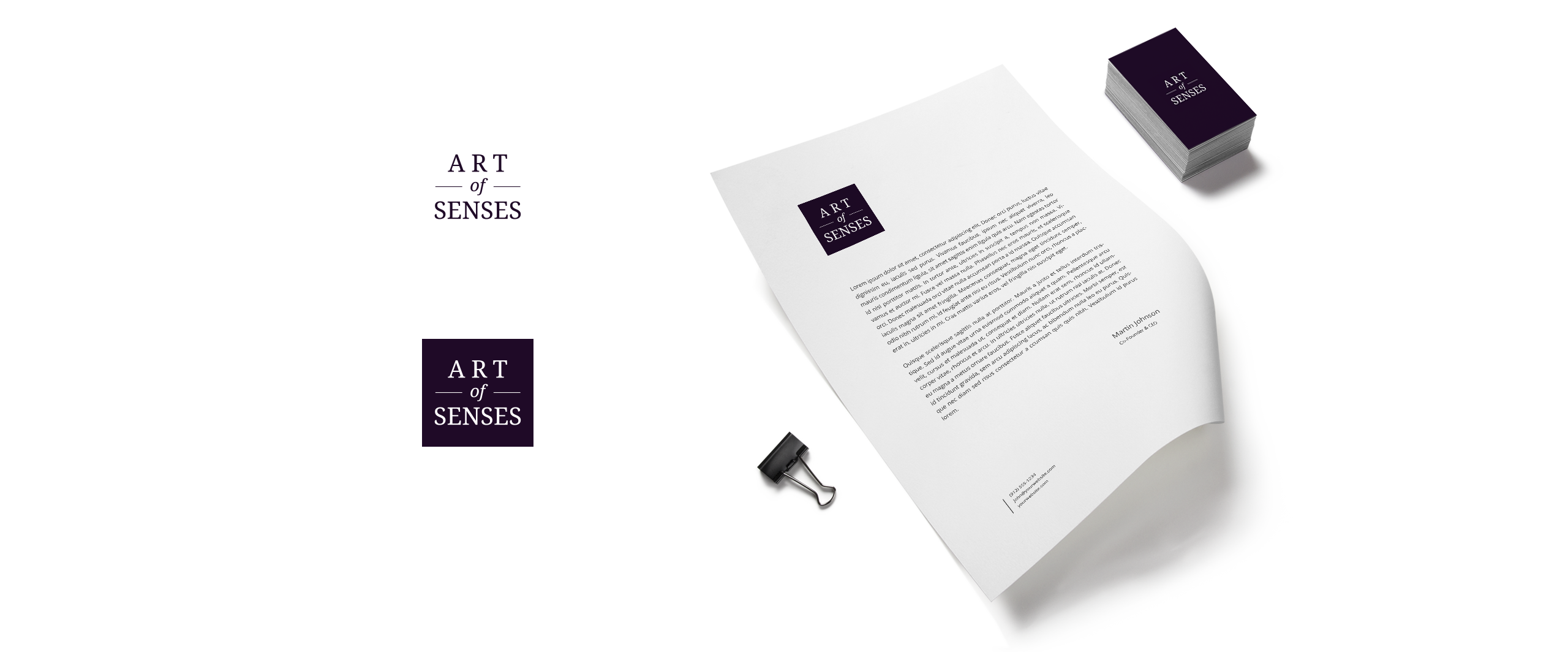 Art of Senses logotype consistent with the mood of brand campaign.